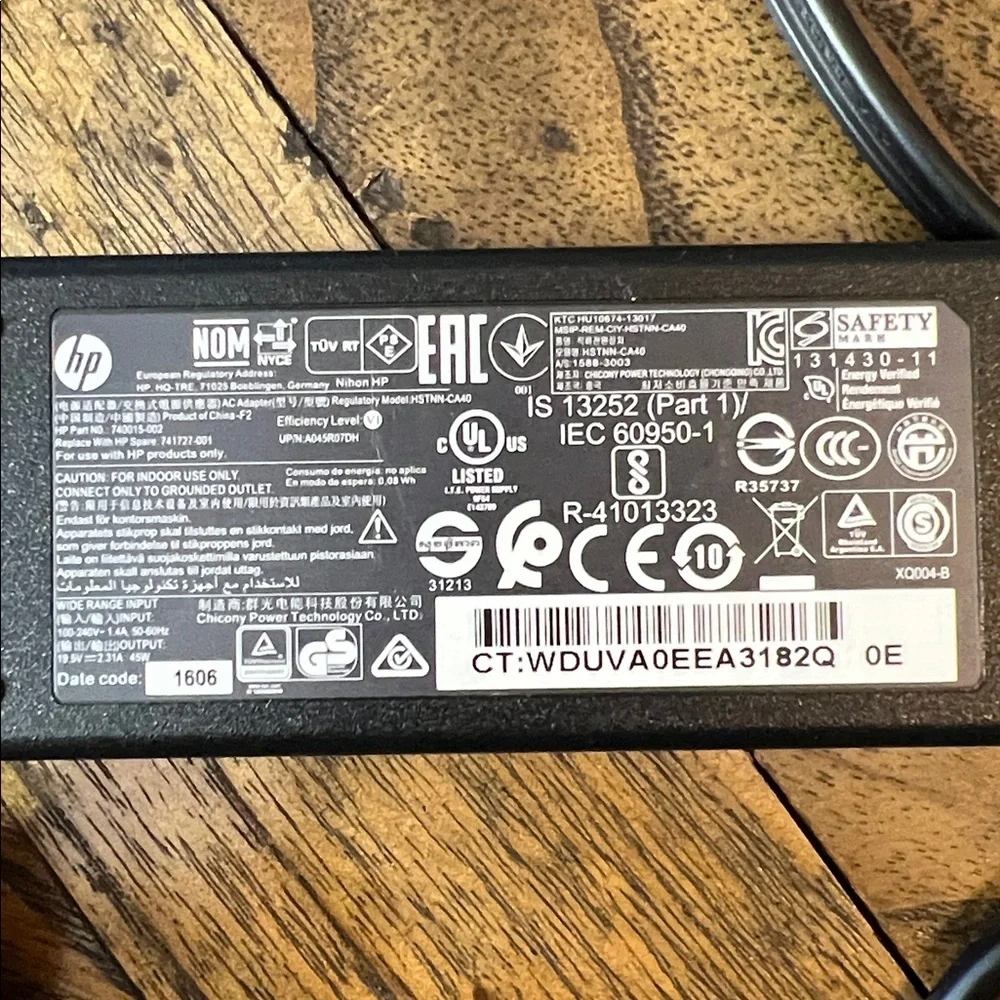 HP Black Power Adapter with Cable, Laptop Charger